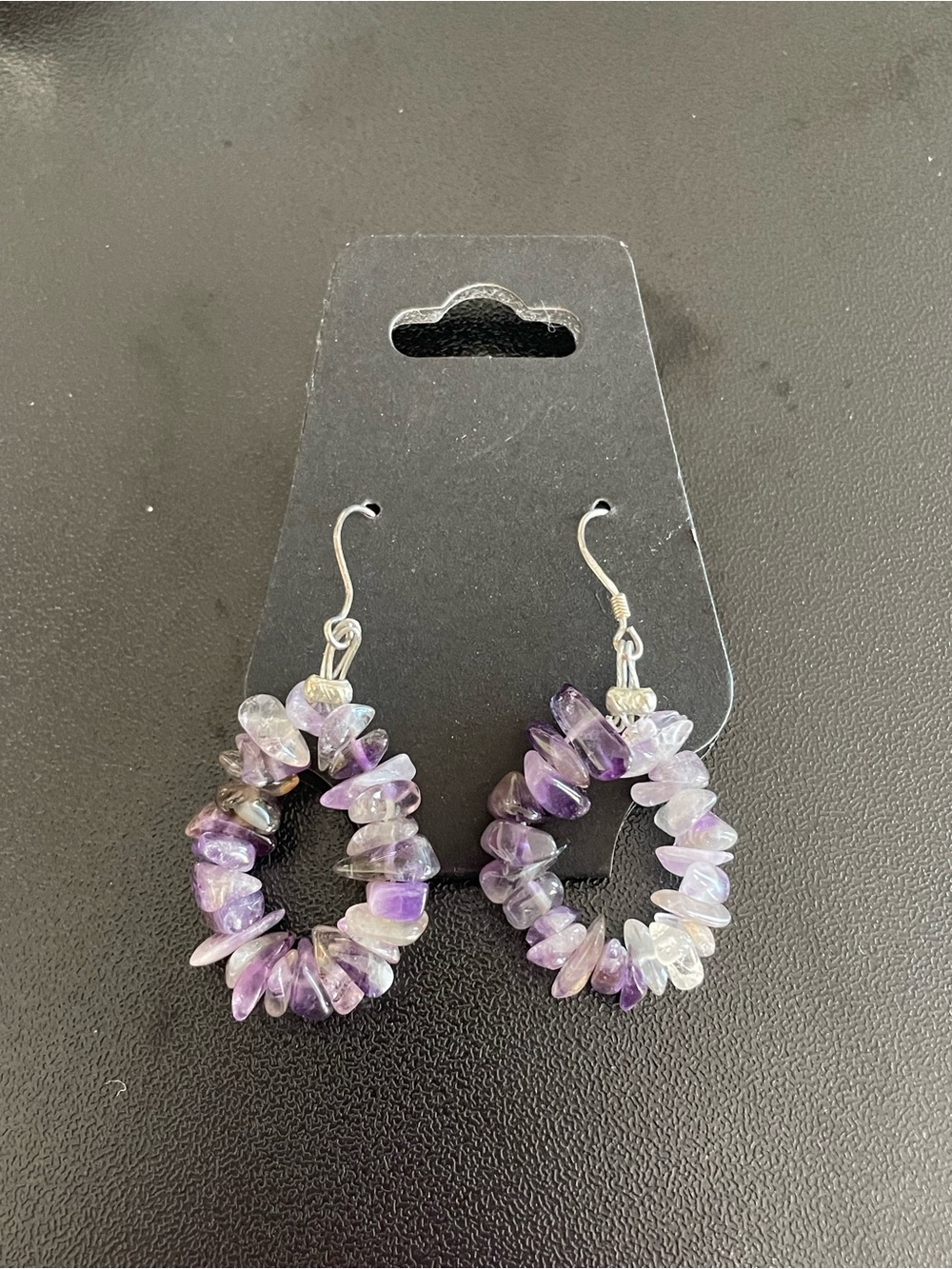Handmade Purple Amethyst Chip Hoop Earrings - Women Jewelry